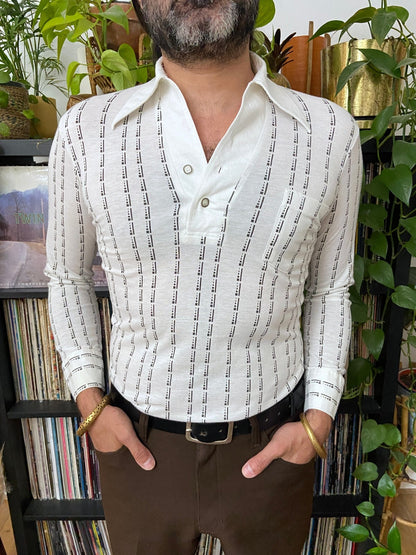 Vintage 1970s Japanese Soft Dagger Collar Jersey Top