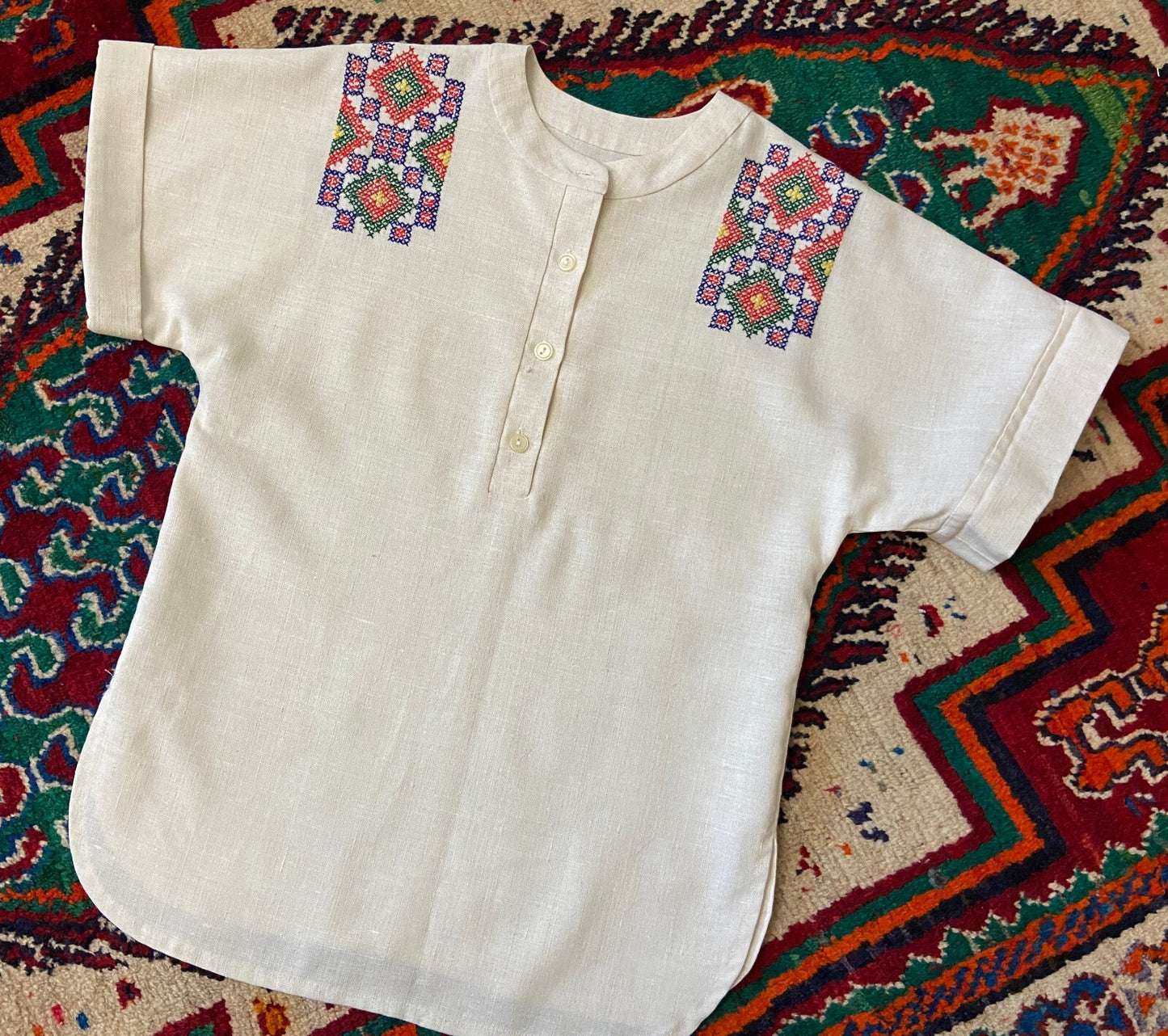 Vintage 1970s Polish Embroidered Folk Tunic
