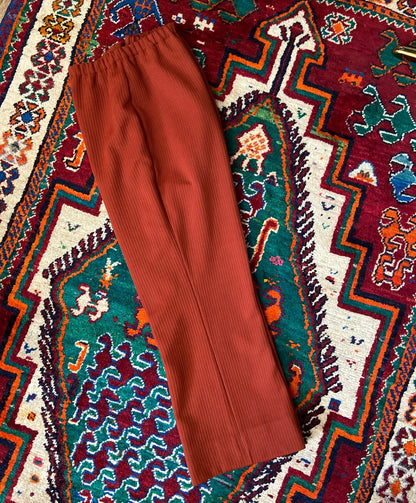 Vintage 1970s Rust Ribbed Flared Trousers XL