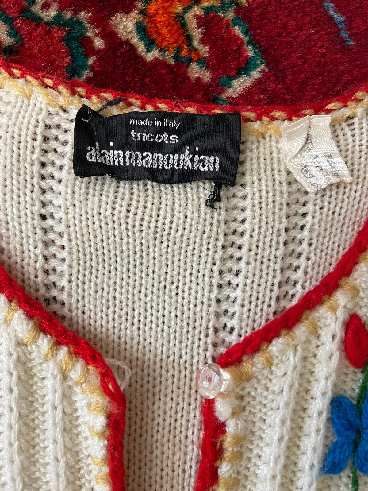 Vintage 1980s Cream Embroidered Folk Cardigan