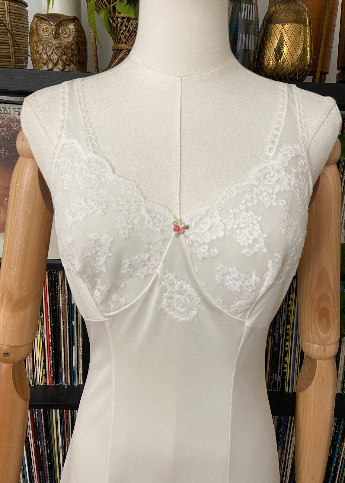 Vintage 1960s French White Lace Slip