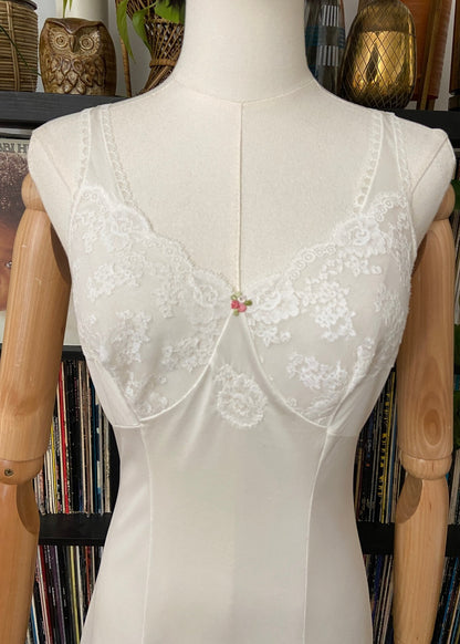 Vintage 1960s French White Lace Slip