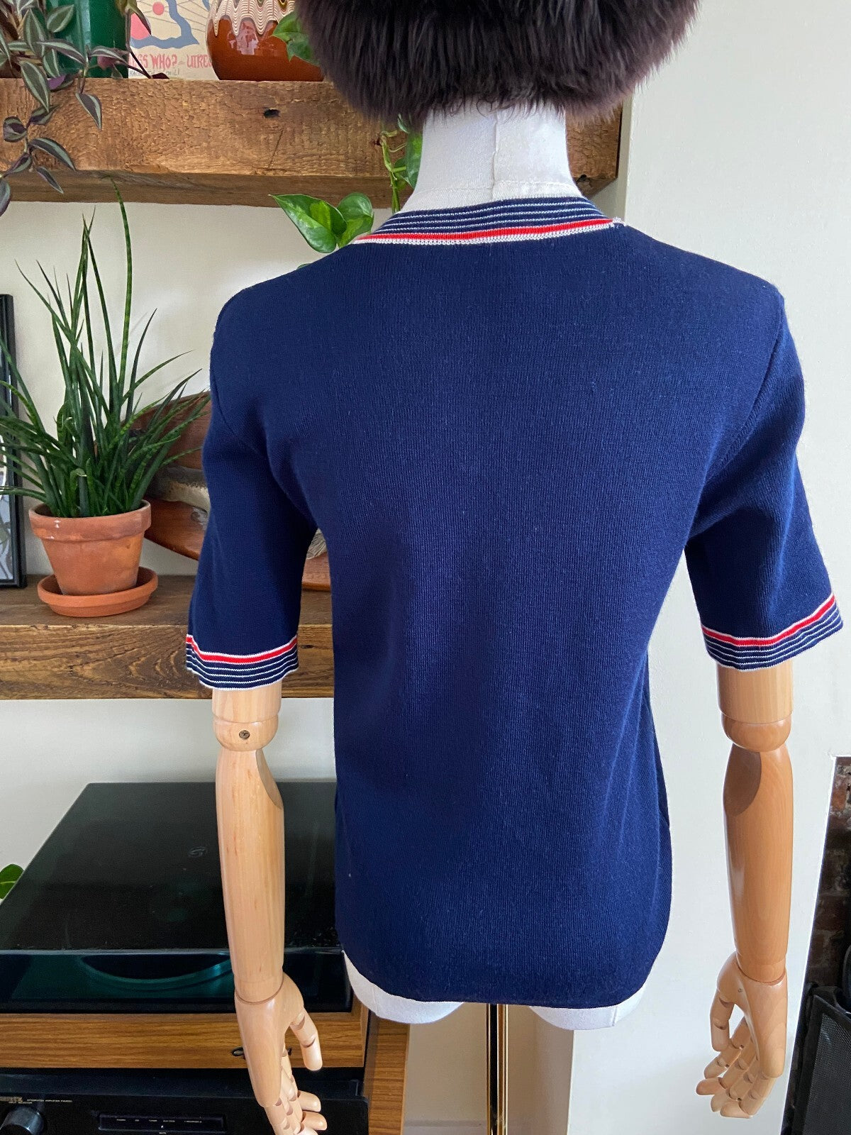 Vintage 1970s Navy Wool & Acrylic Sweater