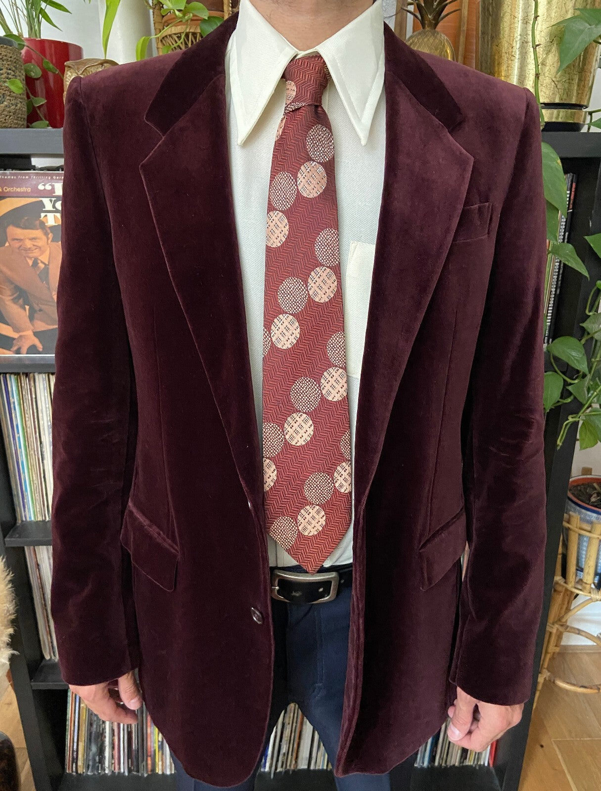 Vintage Burgundy Japanese Patterned Tie