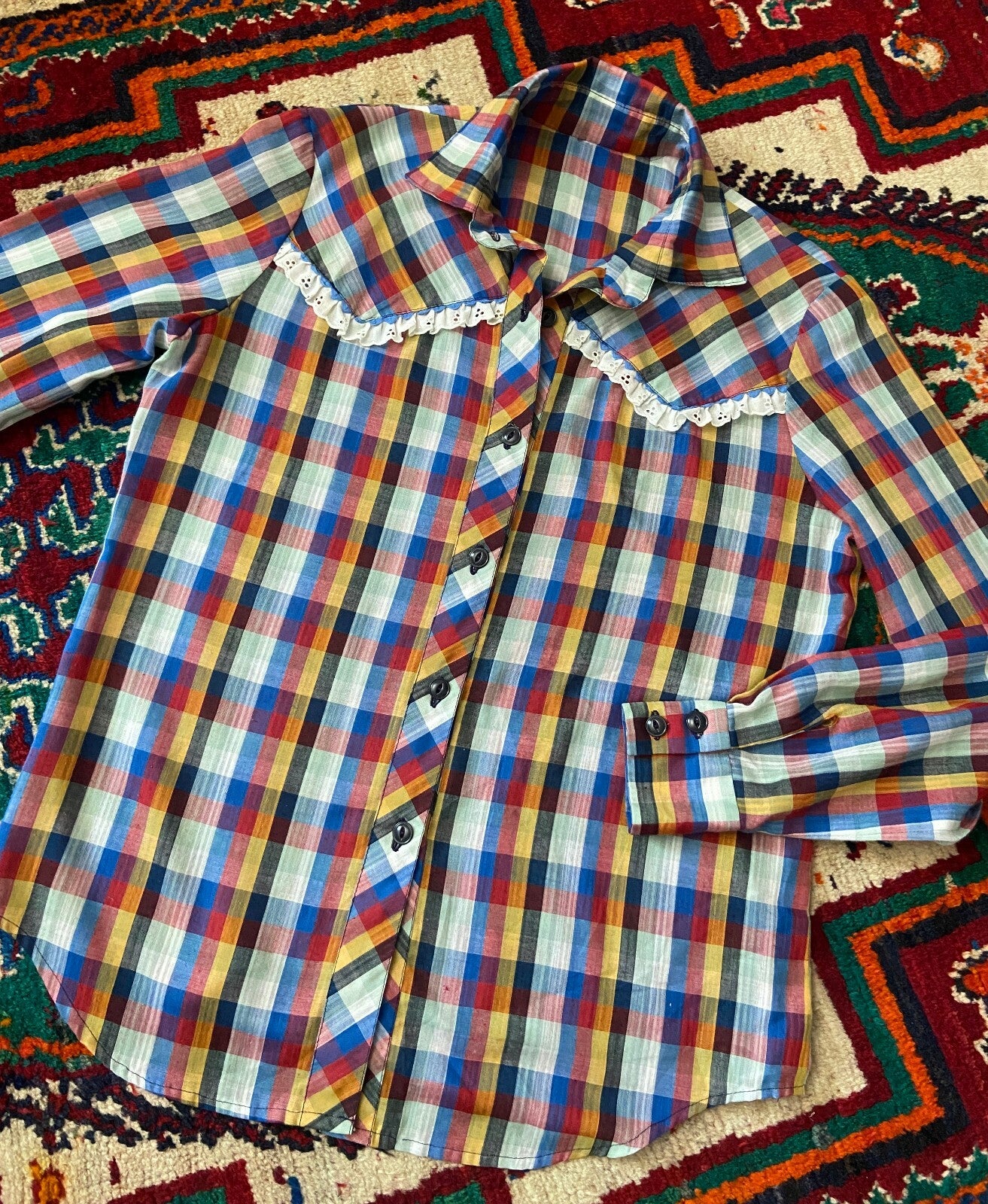 Vintage 1970s Tartan Western Shirt