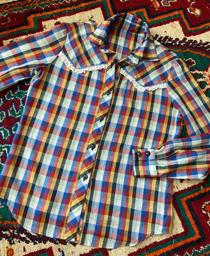Vintage 1970s Tartan Western Shirt