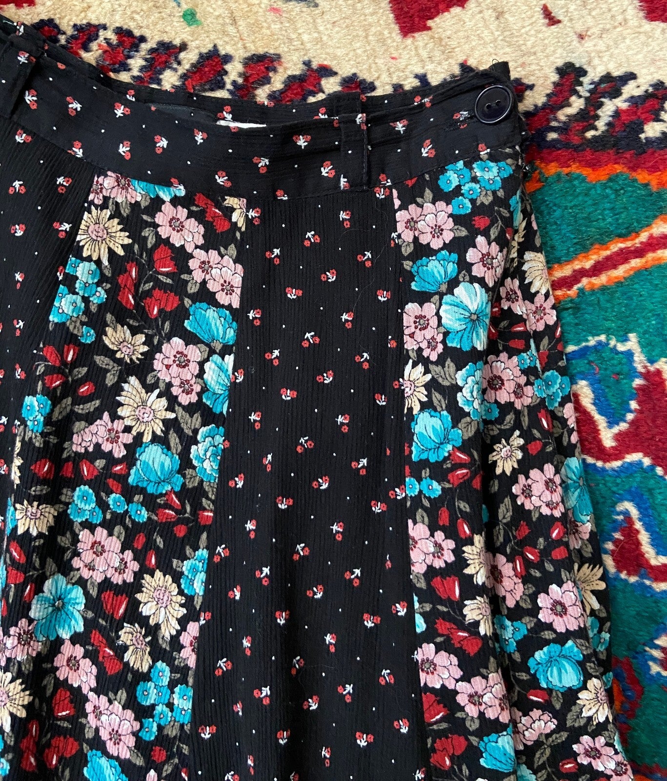 Vintage 1970s Floral Panelled Prairie Skirt
