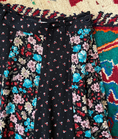 Vintage 1970s Floral Panelled Prairie Skirt