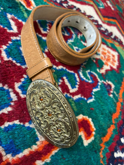 Vintage Tan Western Buckle Belt