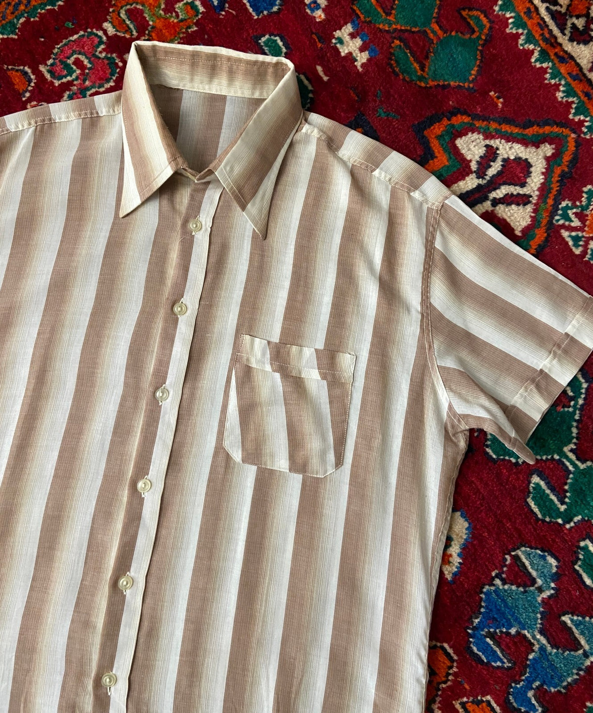 Vintage 1970s Striped Dagger Collar Shirt