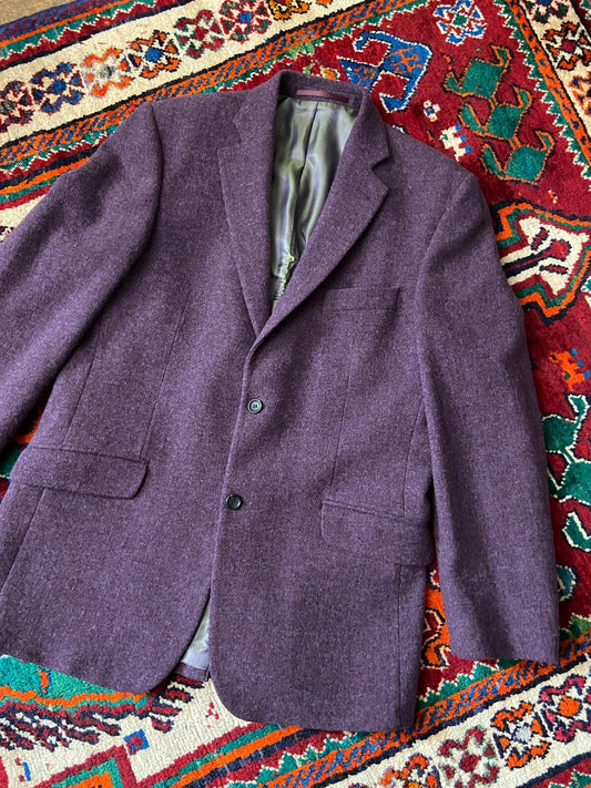 Vintage 90s Aubergine Wool Blazer Jacket