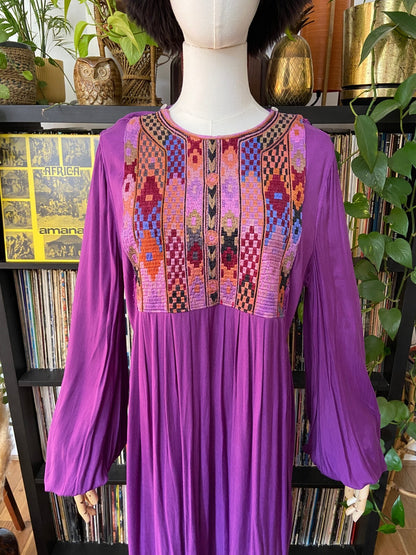 Vintage 1970s Purple Afghan Maxi Dress