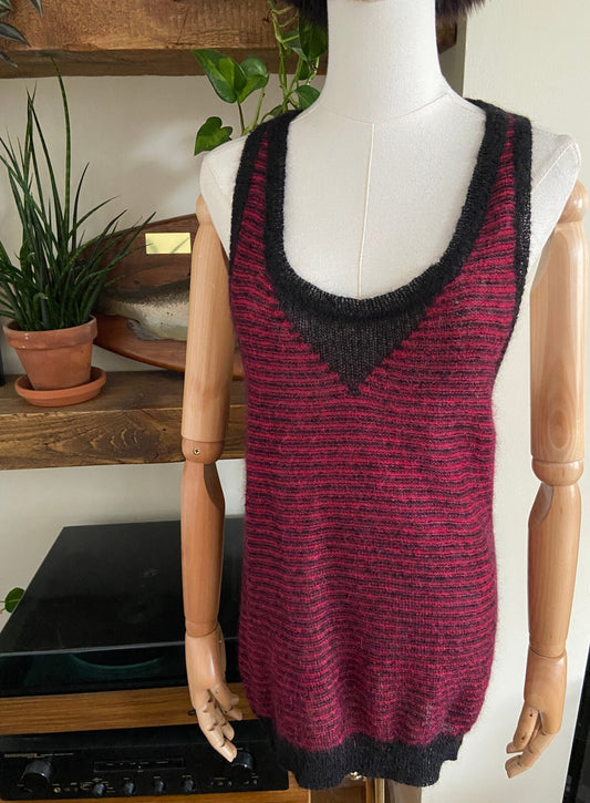 IRO Burgundy & Black Stripe Mohair Tank Top