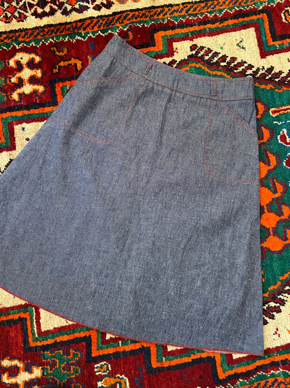 Vintage 1970s Denim A-Line Skirt