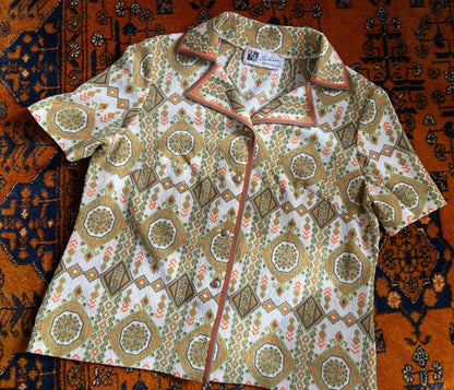 Vintage 1970s Short Sleeve Mosaic Print Shirt