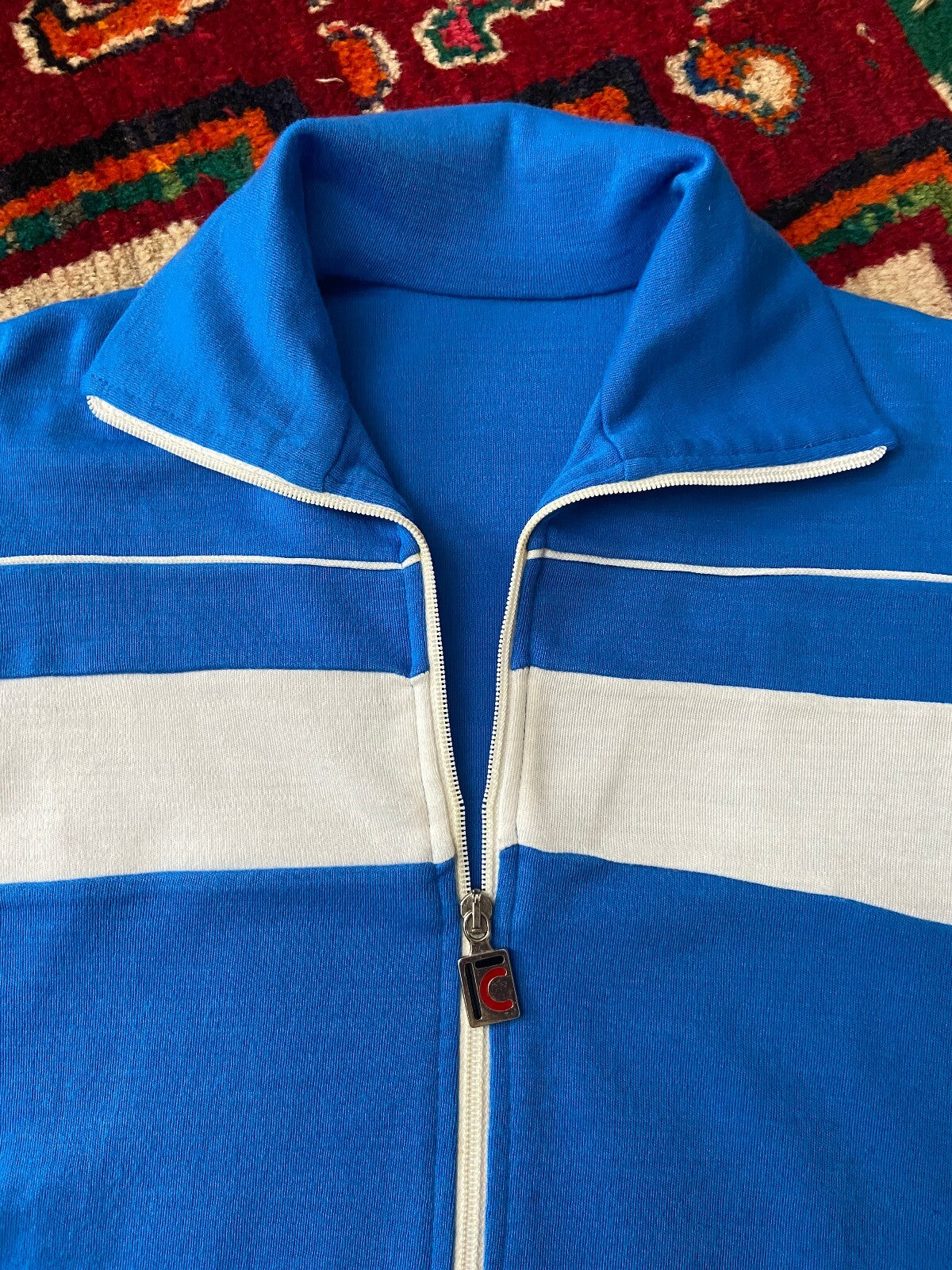 Vintage 1980s Blue & White Track Top