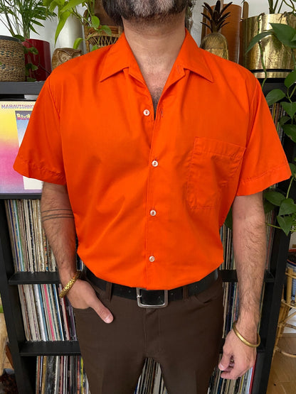 Vintage 1970s Orange Camp Collar Shirt