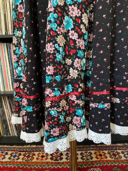 Vintage 1970s Floral Panelled Prairie Skirt