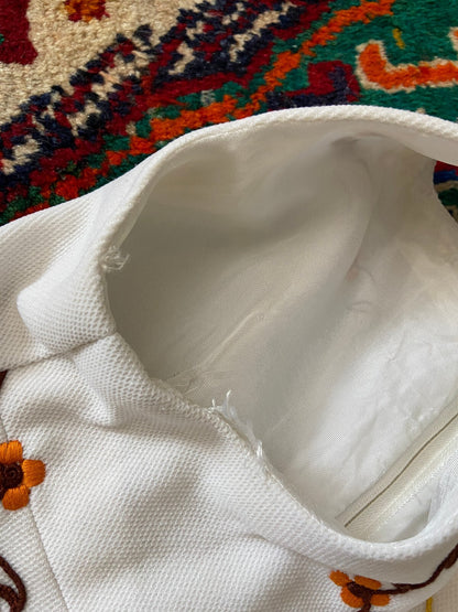 Vintage 1960s White Embroidered Shift Dress