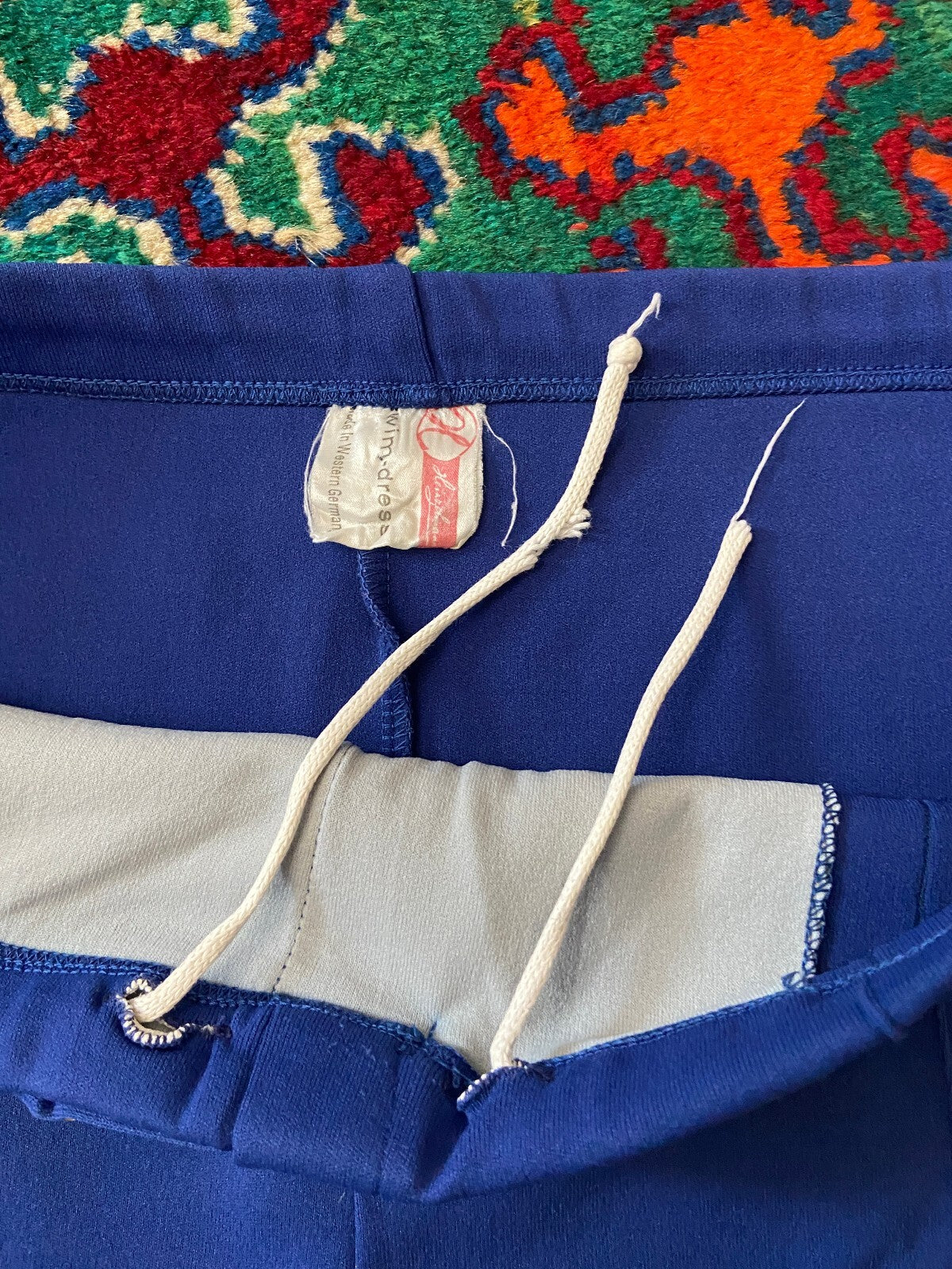 Vintage 1970s Blue Seam Detail Swim Shorts