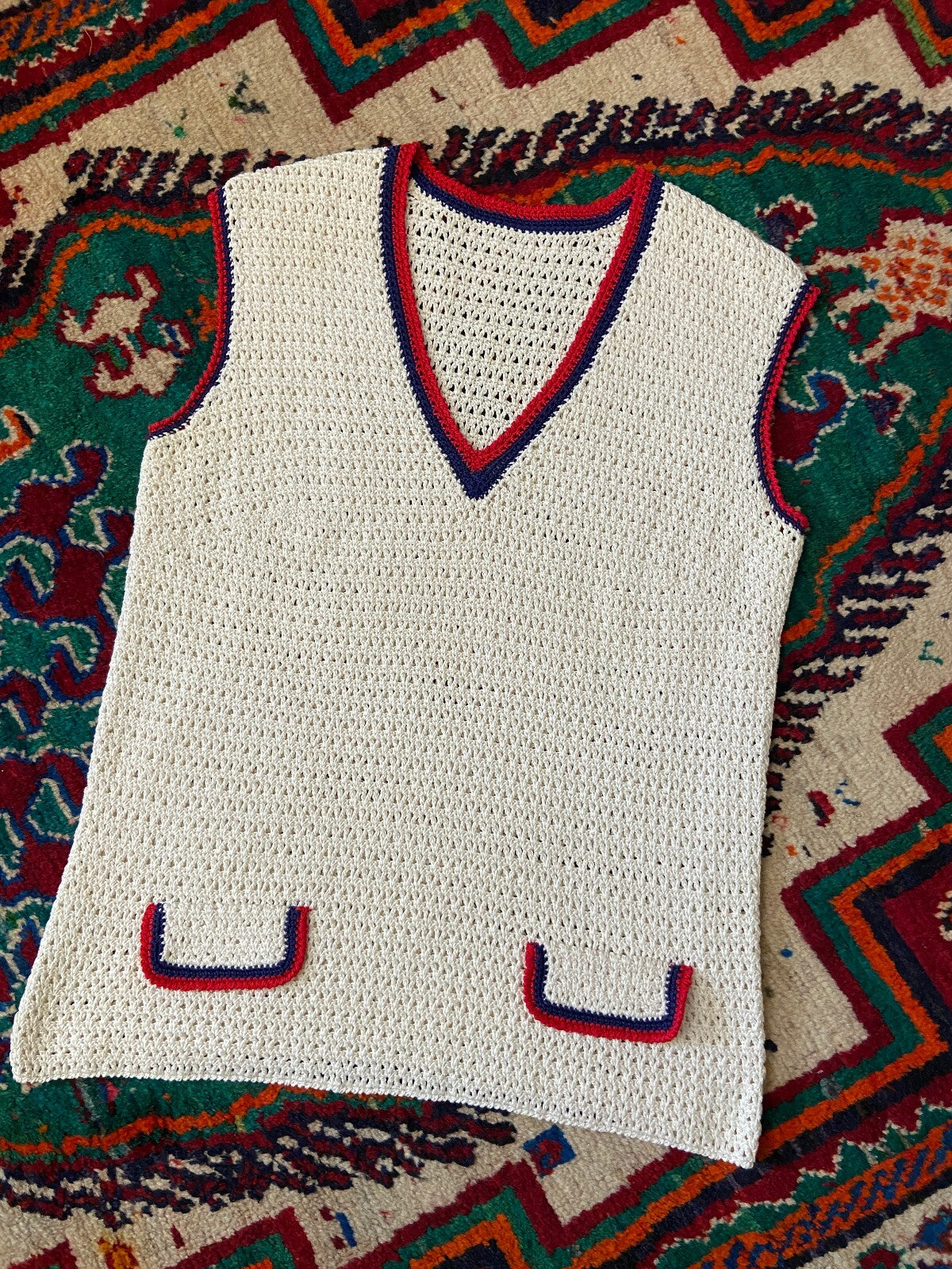 Vintage 1970s Cream Crochet Two Piece Mod Set