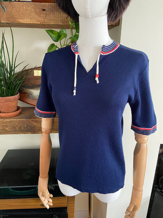 Vintage 1970s Navy Wool & Acrylic Sweater