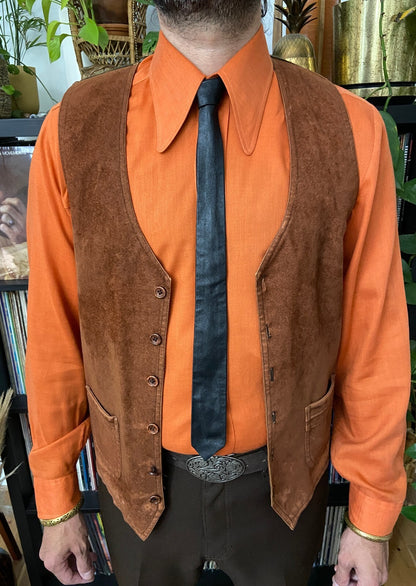 Vintage 1970s Black Leather Skinny Tie