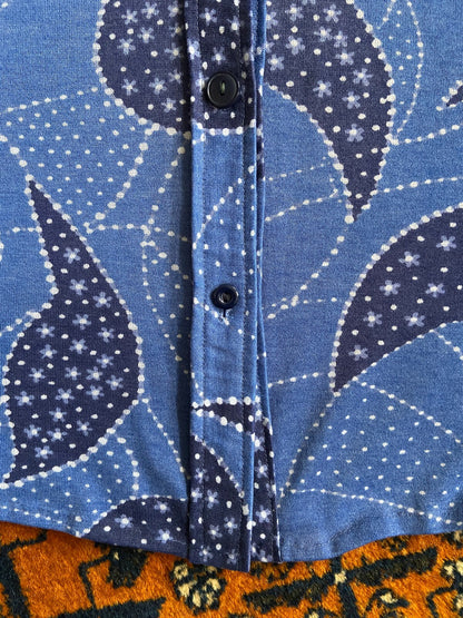 Vintage 1970s Blue Knit Dagger Collar Shirt