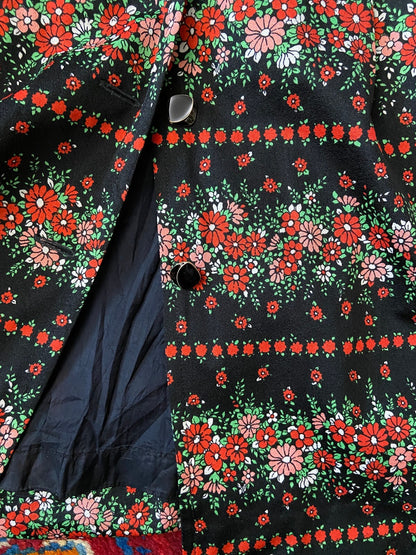 Vintage 1980s Japanese Floral Print Shirt Dress