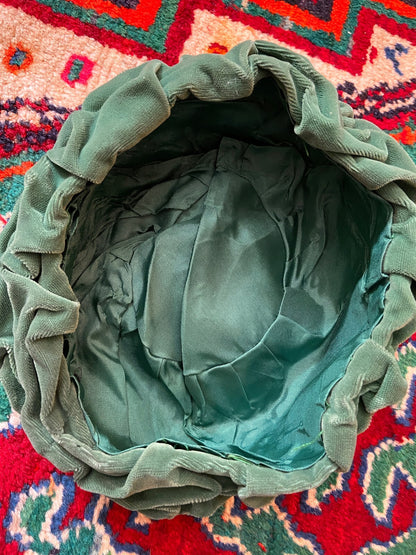 Vintage 1960s Green Velvet Turban Hat