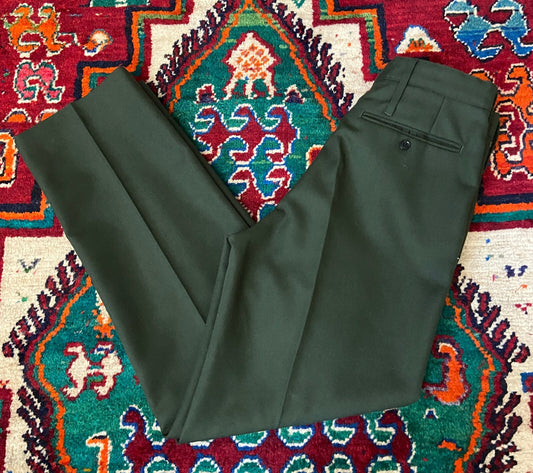 Vintage 1970s Green Deadstock Barrack Dress Trousers W30/L31