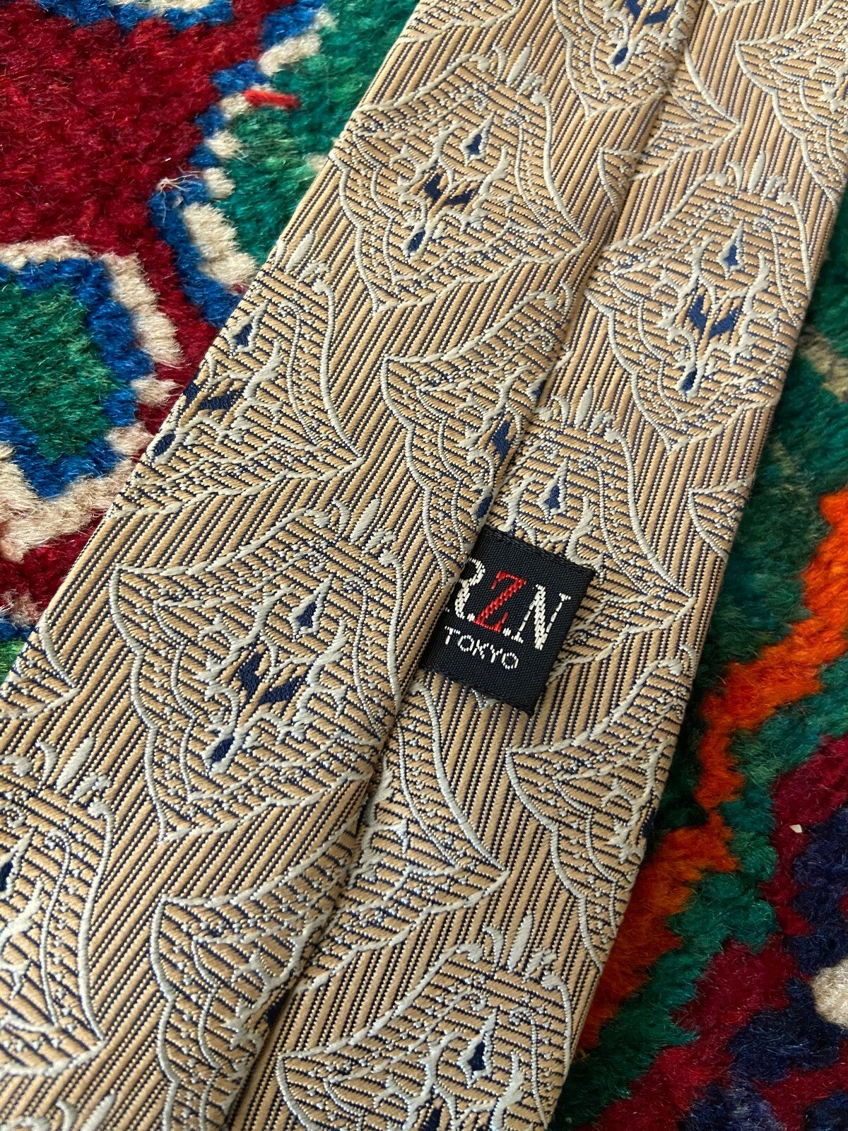 Vintage 1970s Japanese Woven Pattern Tie