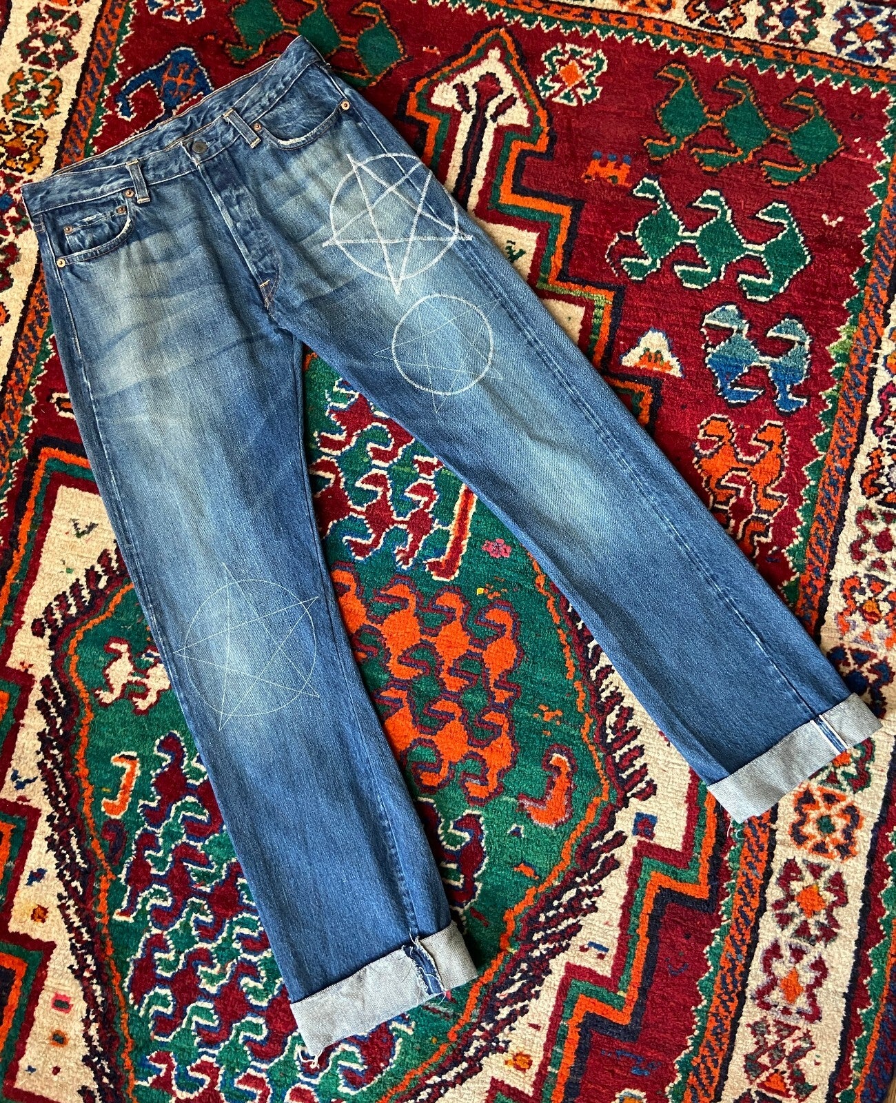 Rare Vintage 90s Levi's 66501 Big E Selvedge Pentagram Jeans W30/L29.5