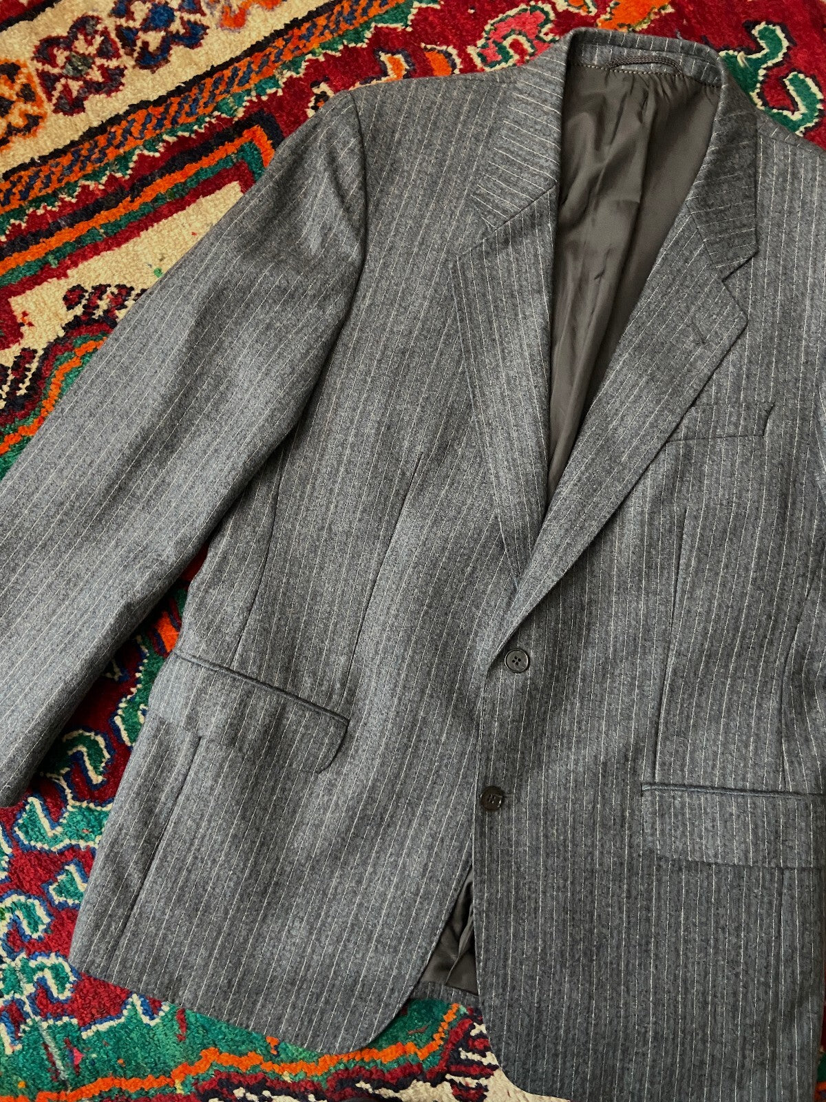 Vintage 90s Grey Pinstripe Blazer Jacket