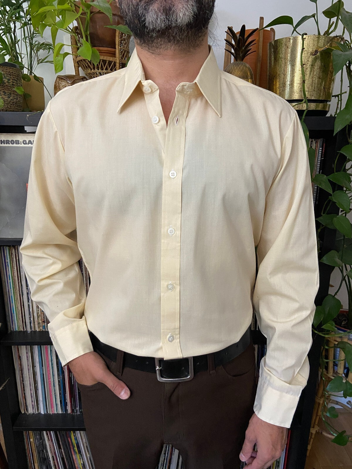 Vintage 1970s Italian Deadstock Beige Shirt