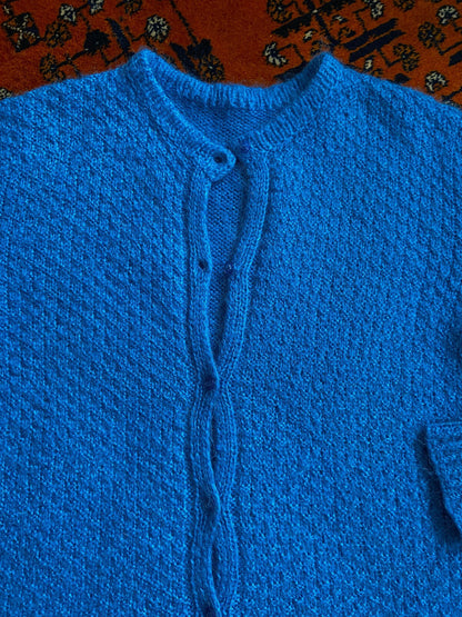 Vintage 1980s Blue Knit Cardigan