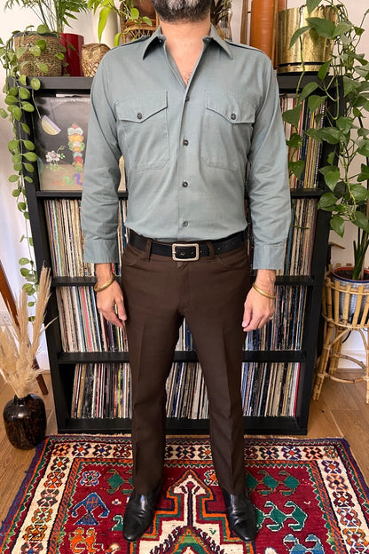 Vintage 1980s Green Military Shirt