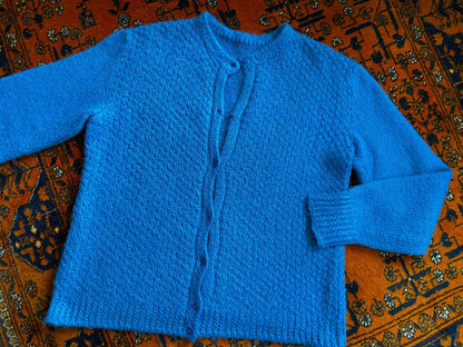 Vintage 1980s Blue Knit Cardigan