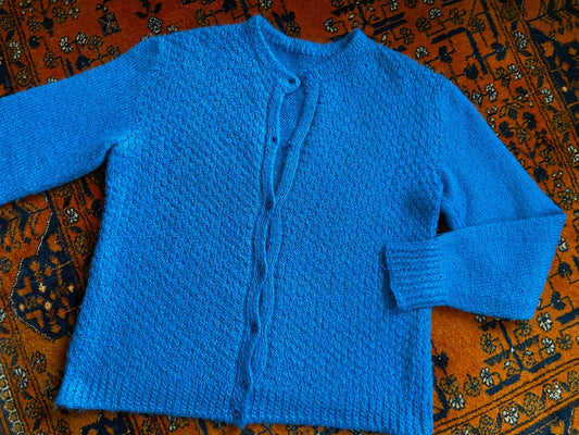 Vintage 1980s Blue Knit Cardigan