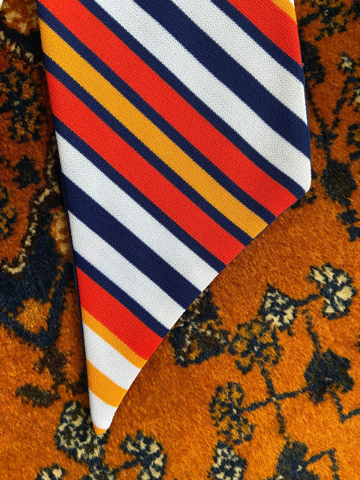 Vintage 1970s Red & Orange Striped Scarf