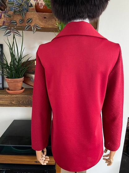 Vintage 1970s Burgundy Dagger Collar Cardigan