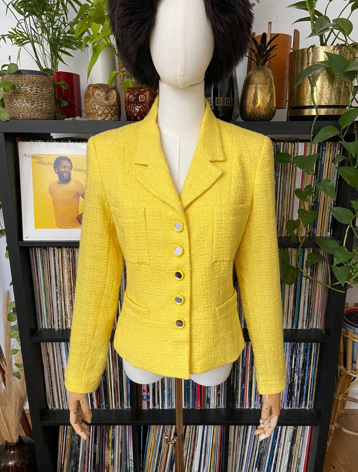 Vintage 1980s Yellow Tweed Jacket