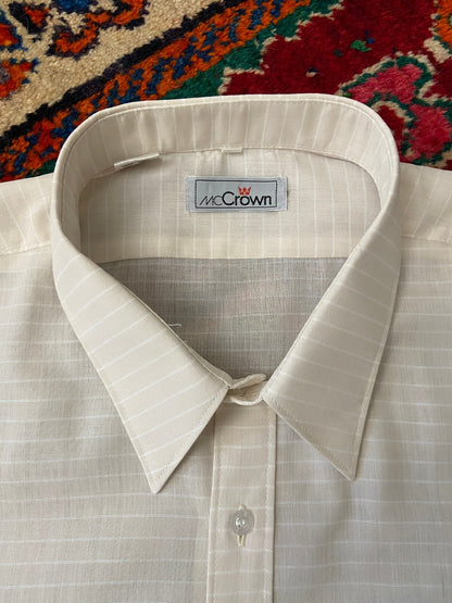 Vintage 1970s Beige Striped Deadstock Shirt