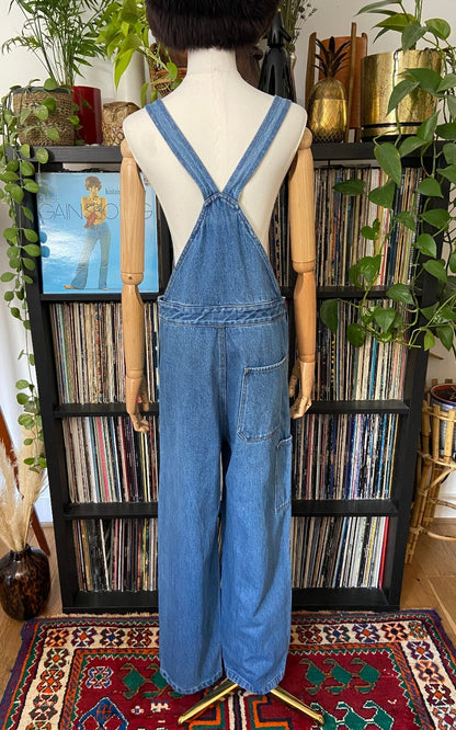 Vintage 1970s Denim Wide Leg Dungarees
