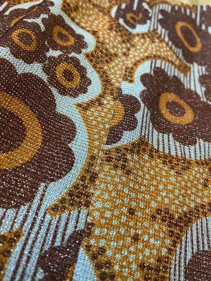 Vintage 1970s Brown Flower Power Dress