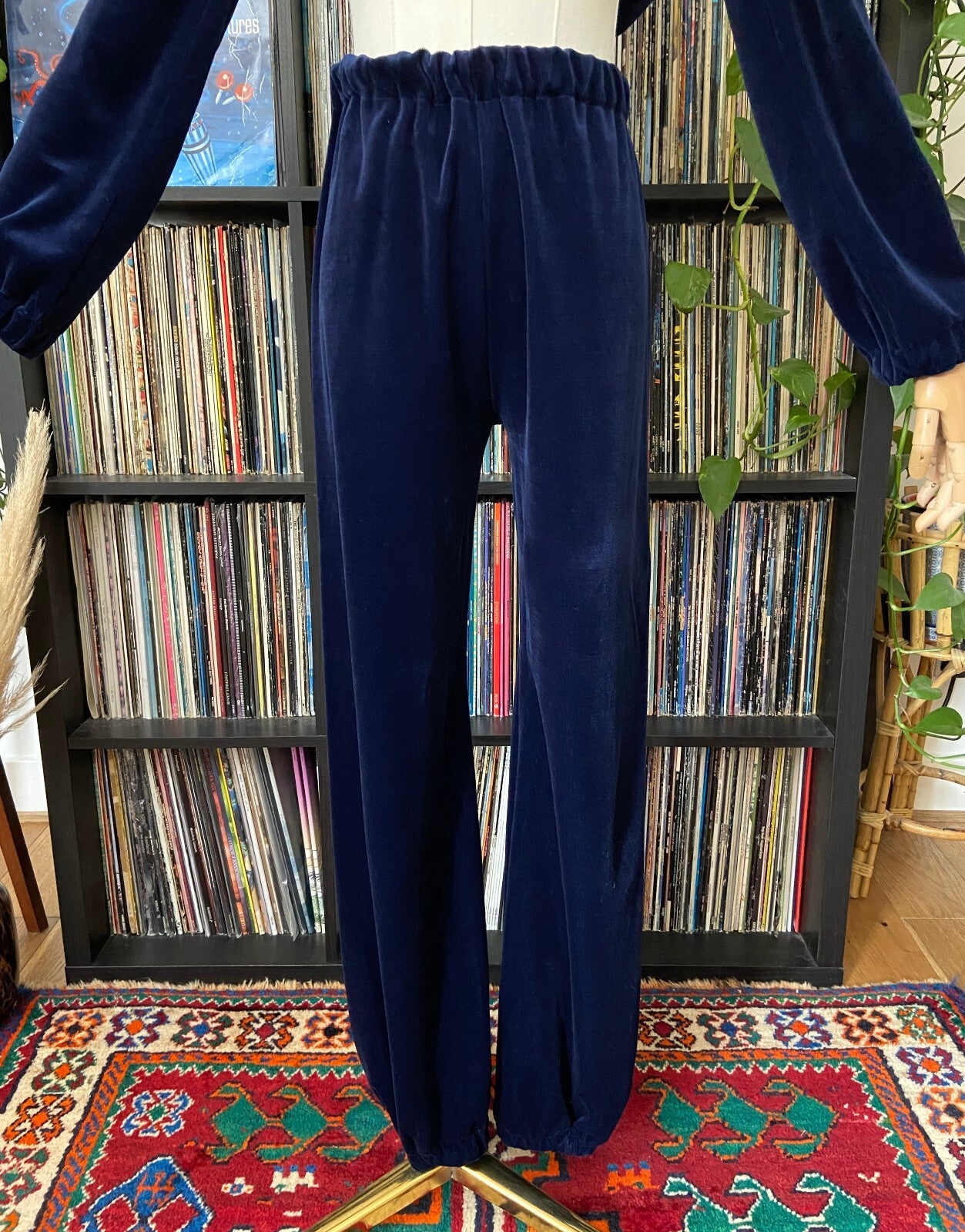 Vintage 1970s Navy Velour Two-Piece Tracksuit
