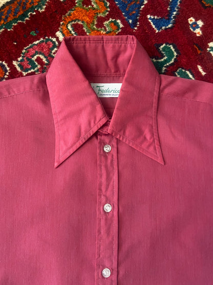 Vintage 1970s Cerise Pink Dagger Collar Shirt