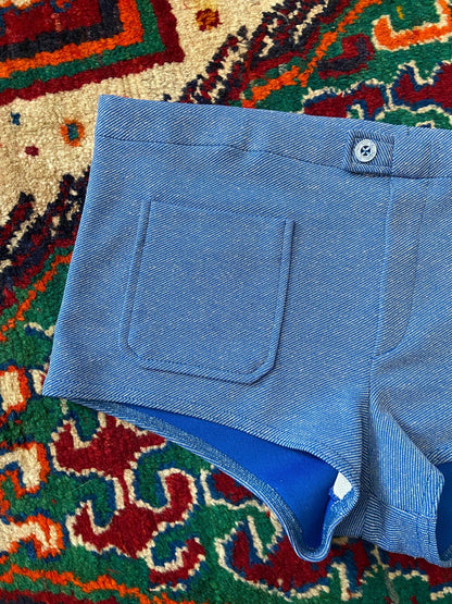 Vintage 1970s Blue Patch Pocket Swim Shorts