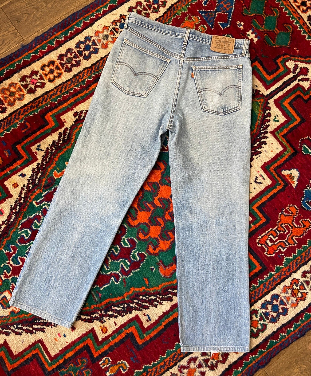 Vintage 90s Levi's 630 Orange Tab Pale Blue Jeans W36