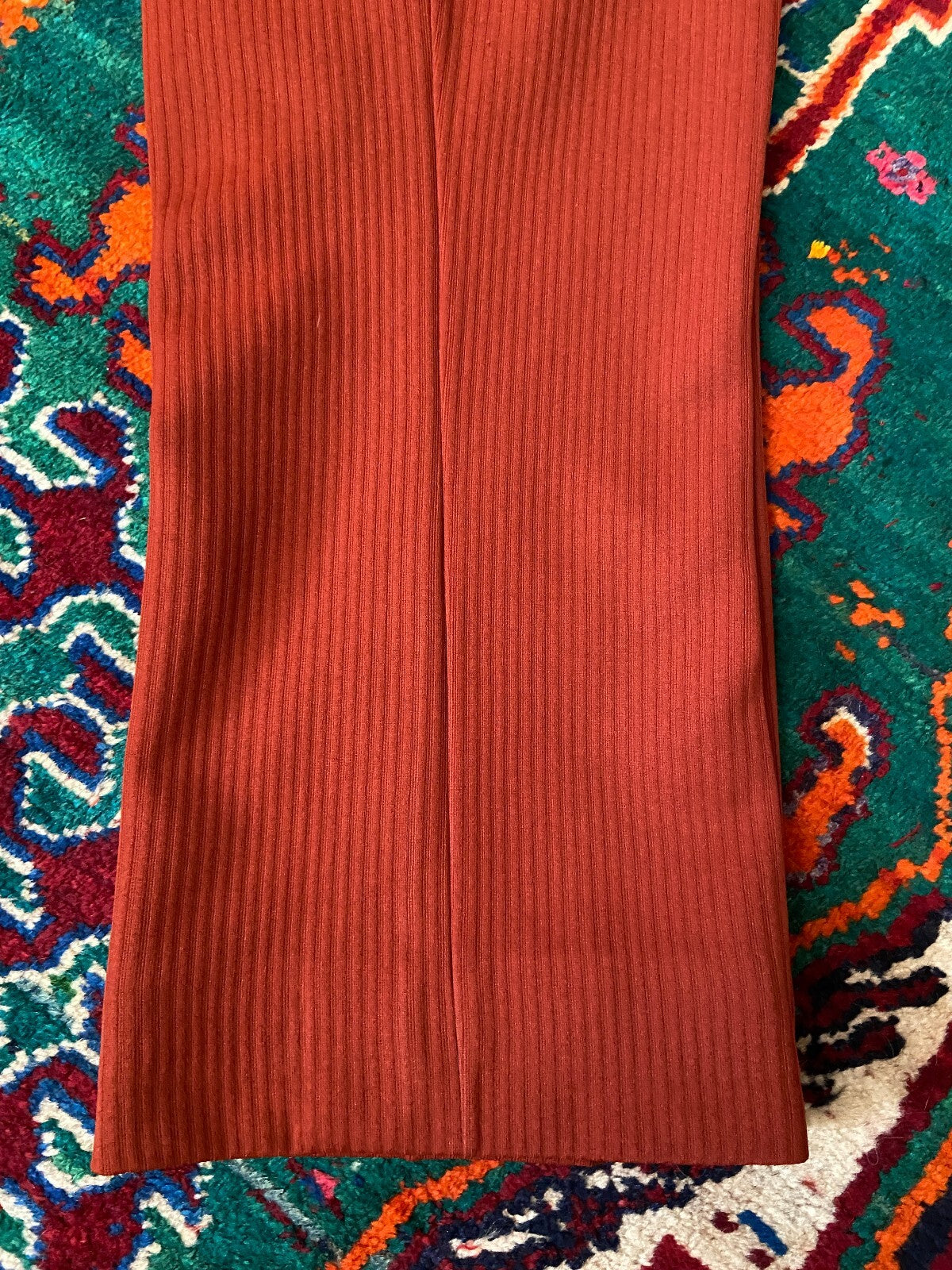 Vintage 1970s Rust Ribbed Flared Trousers XL